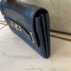 VTG COACH Blue Metallic Leather Turn Key Clutch